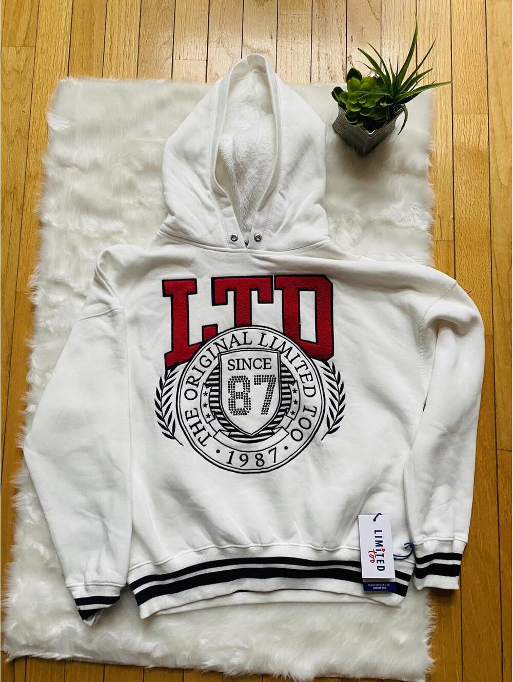 Limited Too White woman' Hoodie Sweatshirt Medium Size 10